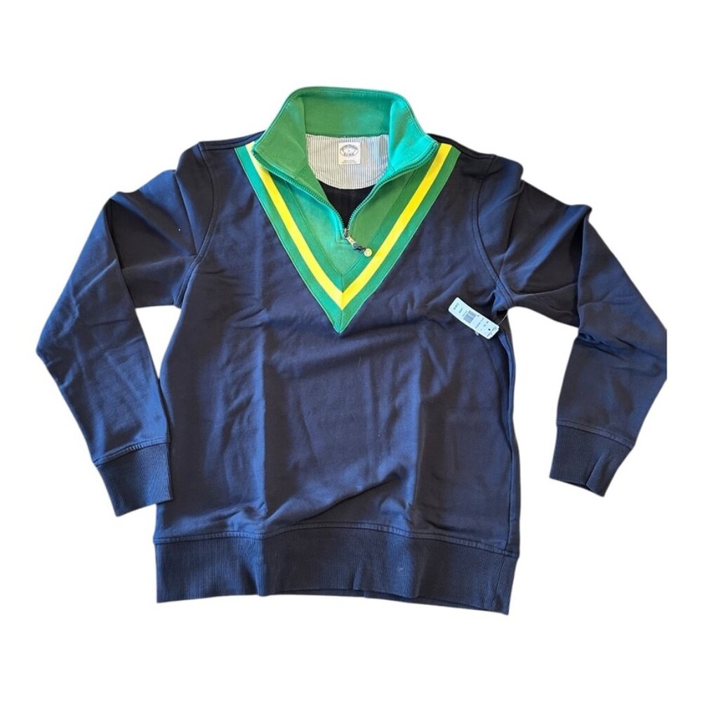 Brooks Brothers Half-Zip Pullover Fleece – L (Navy with Green and Yellow Detaili